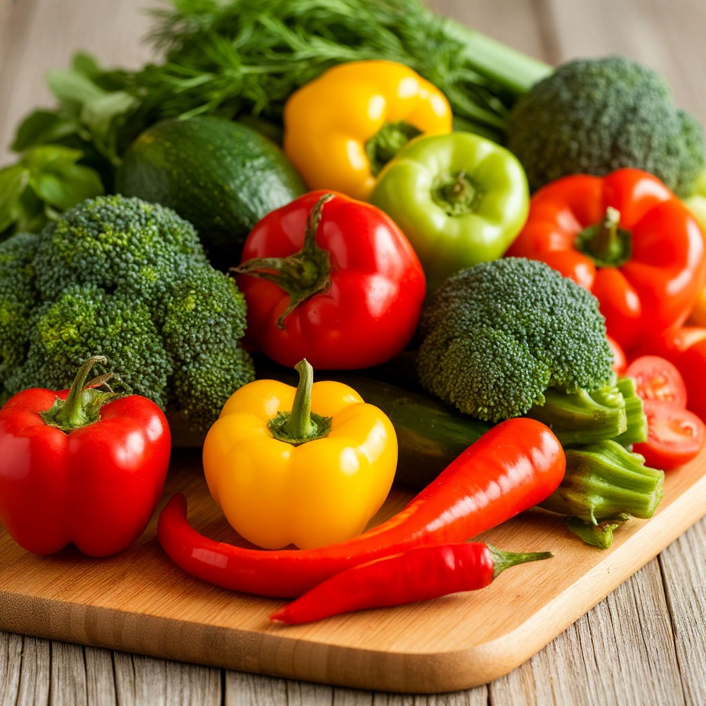 Fresh vegetables on a cutting board